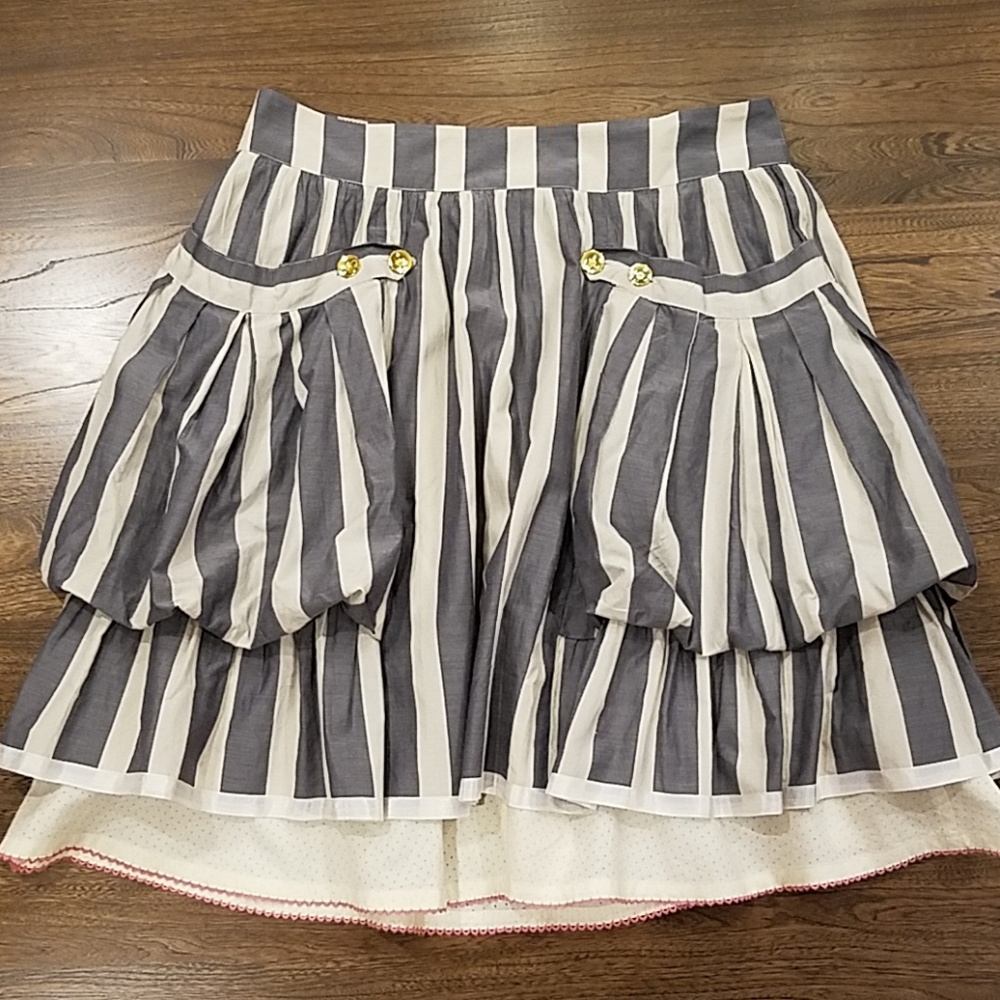Leifsdottir Gray and Cream Stripe Skirt Size 8